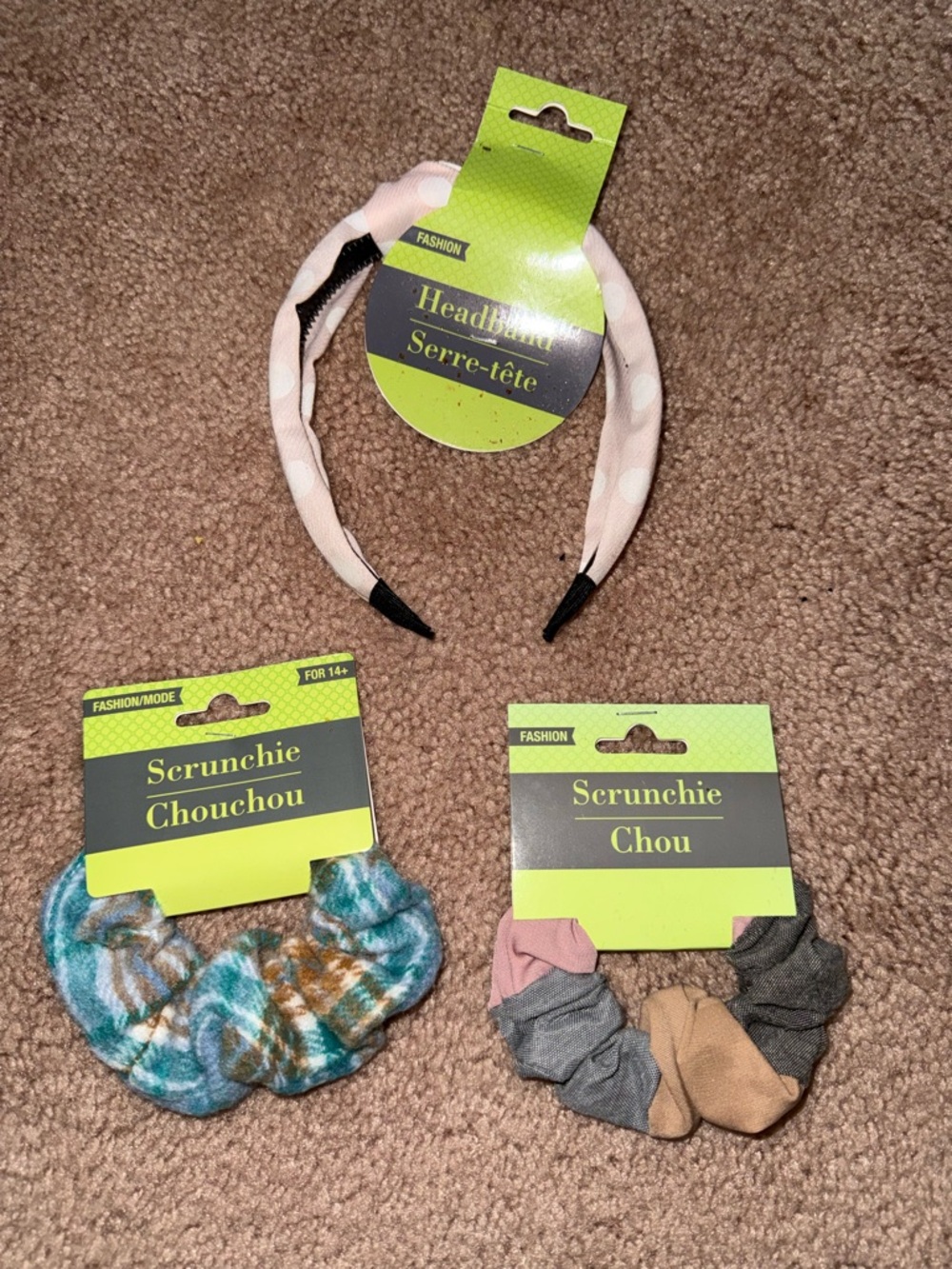 Pink Polka Dot Kids Headband & Scrunchie Set